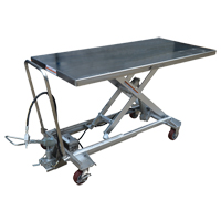 Pneumatic Hydraulic Scissor Lift Table, Stainless Steel, 63" L x 31-1/2" W, 1000 lbs. Cap. Duraquip Inc