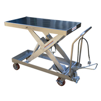 Pneumatic Hydraulic Scissor Lift Table, Stainless Steel, 47-1/2" L x 24" W, 2000 lbs. Cap. Duraquip Inc