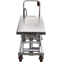 Pneumatic Hydraulic Scissor Lift Table, Stainless Steel, 35-1/2" L x 20" W, 800 lbs. Cap. Duraquip Inc