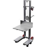 Platform Lift Stacker, Hand Winch Operated, 400 lbs. Capacity, 60" Max Lift Duraquip Inc