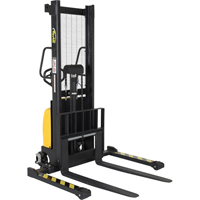 Fork Lift Stacker, Electric Operated, 2000 lbs. Capacity, 63" Max Lift Duraquip Inc