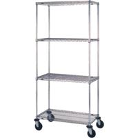 Wire Shelf Cart, Chrome Plated, 24" x 81" x 48", 800 lbs. Capacity Duraquip Inc