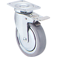 Zinc Plated Caster, Swivel with Brake, 3" (76 mm), Rubber, 150 lbs. (68 kg.) Duraquip Inc