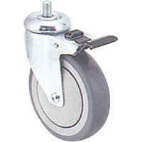 Zinc Plated Caster, Swivel with Brake, 5" (127 mm) Dia., 240 lbs. (108 kg.) Capacity Duraquip Inc