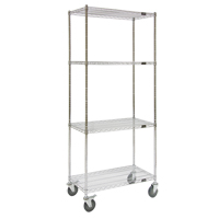 Wire Shelf Cart, Chrome Plated, 48" x 80" x 24", 800 lbs. Capacity Duraquip Inc