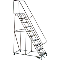 Lockstep Rolling Ladders, 5 Steps, 24" Step Width, 50" Platform Height, Stainless Steel Duraquip Inc