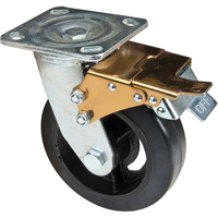Mold-on Caster, Swivel with Brake, 6" (152.4 mm), Rubber, 550 lbs. (249 kg.) Duraquip Inc