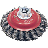 BK420T Knot Twisted Conical Brush, 4" Dia., 0.02" Fill, 5/8"-11 Arbor, Steel Duraquip Inc