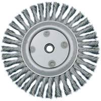 Knot Twisted Wire Wheel, 6" Dia., 0.02" Fill, 5/8"-1/2 Arbor, Steel Duraquip Inc