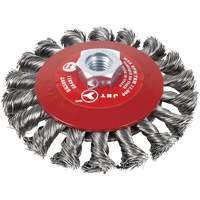 Knot Twisted Conical Bevel Brush, 6" Dia., 0.02" Fill, 5/8"-11 Arbor, Steel Duraquip Inc