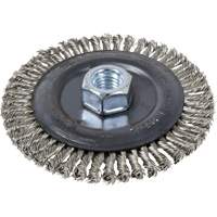 Stringer Bead Brush, 4" Dia., 0.022" Fill, 5/8"-11 Arbor, Stainless Steel Duraquip Inc
