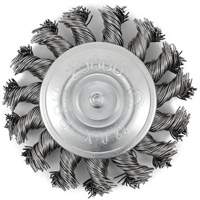 Shaft Mounted Knot Twisted Radial Brush, 3" Dia., 0.02" Fill, 1/4" Arbor, Stainless Steel Duraquip Inc