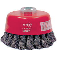 CK3501T High Performance Knot Twisted Cup Brush, 3-1/2" Dia., 0.02" Fill, 5/8"-11 Arbor, Steel Duraquip Inc