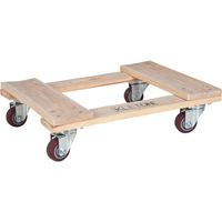 Hardwood Dolly, Polyurethane Wheels, 900 lbs. Capacity, 18" W x 24" D x 7" H Duraquip Inc