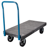 Plastic Platform Trucks, 48" L x 24" W, 2000 lbs. Cap., Mold-on Rubber Wheels Duraquip Inc