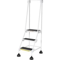 Stop-Step Ladders, 3 Steps, 16" Step Width, 28-11/16" Platform Height, Steel Duraquip Inc