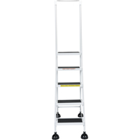 Light-Duty Stop-Step Ladders, 5 Steps, 16" Step Width, 47-11/16" Platform Height, Steel Duraquip Inc