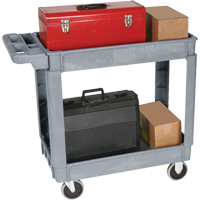Deluxe Utility Cart, 2 Tiers, 25" x 35-1/2" x 43.5"/43-1/2", 550 lbs. Capacity Duraquip Inc