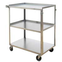 Shelf Carts, 3 Tiers, 17-5/8" W x 33" H x 27-1/8" D, 300 lbs. Capacity Duraquip Inc