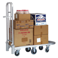 Aluminum Merchandise Cart, 20" W x 55-1/4" L, 1200 lbs. Cap., Polyurethane Wheels Duraquip Inc
