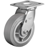 Plate Caster, Swivel, 4" (101.6 mm), Rubber, 225 lbs. (102 kg.) Duraquip Inc