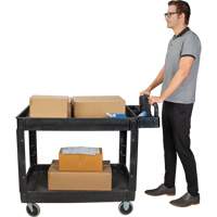 Utility Cart, 2 Tiers, 25-5/8" x 33-1/2" x 43-3/4", 550 lbs. Capacity Duraquip Inc