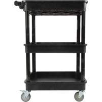 Chariot utilitaire avec tablette &agrave; bordure profonde, 3 tiers, 19" x 39-1/2" x 28-1/4", Capacit&eacute; 330 lb Duraquip Inc
