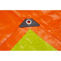 B&acirc;che tiss&eacute;e robuste haute visibilit&eacute;, Poly&eacute;thyl&egrave;ne, Vert/Orange, 16' x 20' x 12 mils Duraquip Inc