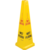 "Wet Floor" Lamba Traffic Cones, English with Pictogram Duraquip Inc