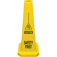 "Safety First" Lamba Traffic Cones, English with Pictogram Duraquip Inc