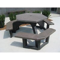 Tables de pique-nique hexagonales en plastique recyclé, 78" lo x 78" la, Brun NJ132 | Duraquip Inc