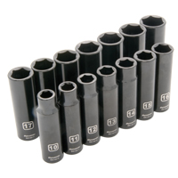 Jeu de douilles m&eacute;triques, 14 Mcx, Chocs, Prise de 1/2", Profond Duraquip Inc