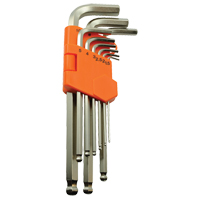 Ball End Hex Key Set, 9 Pcs., Metric Duraquip Inc