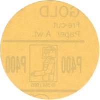 Gold Hookit Disc, 3" Dia., P400 Grit, Aluminum Oxide, C-Weight Duraquip Inc