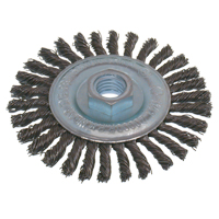 Brosses &eacute;conomiques &agrave; fil nou&eacute;s &agrave; haute vitesse pour cordons de soudure, Dia. 5", Fils 0,02", Arbre 5/8"-11, Acier Duraquip Inc