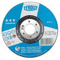 Meule 2-en-1 de premi&egrave;re qualit&eacute;, 5" x 9/32", Arbre 7/8", Type 27 Duraquip Inc