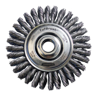 Brosse &agrave; fils nou&eacute;s TufBrush, Dia. 4", Fils 0,02", Arbre 5/8"-11, Acier Duraquip Inc