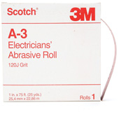 Rouleau abrasif pour &eacute;lectricien A-3 Scotch, Oxyde d'aluminium, 1" la x 75' lo, Grain 120 Duraquip Inc