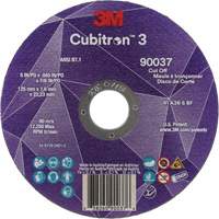 Meule &agrave; tronçonner Cubitron 3, 5" x 0,045", Arbre de 7/8", Type 1, C&eacute;ramique, 12250 Tr/min Duraquip Inc