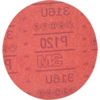 Hookit Red Abrasive Disc 316U, 01224, 6" Dia., P120 Grit, Aluminum Oxide, A Duraquip Inc