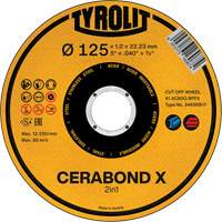 Meule &agrave; tronçonner Cerabond X, 5" x 0,04", Arbre de 7/8", C&eacute;ramique Duraquip Inc