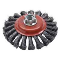 Brosse concave &agrave; fils nou&eacute;s torsad&eacute;s, Dia. 4", Fils 0,02", Arbre 5/8"-11, Acier Duraquip Inc