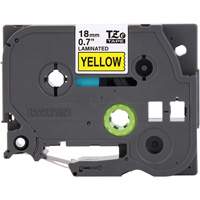 Tape Cartridge for P-touch&reg; Labeling System, 18 mm x 8 m, Black on Yellow Duraquip Inc