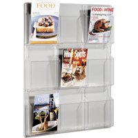 Literature Displays, Wall Mount, 9 Slots, Plastic, 30" W x 2" D x 36-7/8" H Duraquip Inc