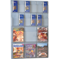 Literature Displays, Wall Mount, 6 Slots, Plastic, 30" W x 45" D x 45" H Duraquip Inc