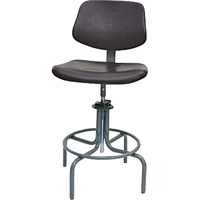 600 Series Rectangular Stool with Back , Mobile, Adjustable, 25" - 31", Polyurethane Seat, Black Duraquip Inc