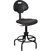 6000 Series Stool with Back, Stationary, Adjustable, 24" - 29", Polyurethane Seat, Black Duraquip Inc