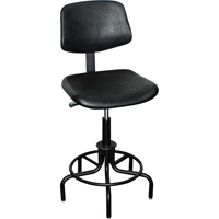 6000 Series Stool with Back, Stationary, Adjustable, 25" - 30", Polyurethane Seat, Black Duraquip Inc