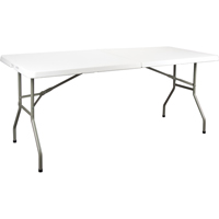 Table se pliant en deux, Rectangulaire, 72" l x 30" la, Polyéthylène, Blanc ON601 | Duraquip Inc