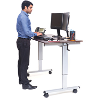 Postes de travail ajustables pour travail assis et debout , , 48-1/2" h x 59" la x 29-1/2" p, Noyer OP283 | Duraquip Inc